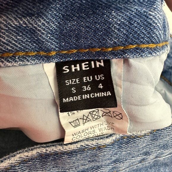 Shein Wide Leg Baggy Women's size 4 Medium Wash Blue Denim jeans - Picture 3 of 5